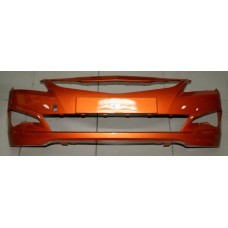 Передний бампер в цвет Solaris (14-17) Оранжевый перламутр R9A
