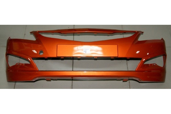 Передний бампер в цвет Solaris (14-17) Оранжевый перламутр R9A