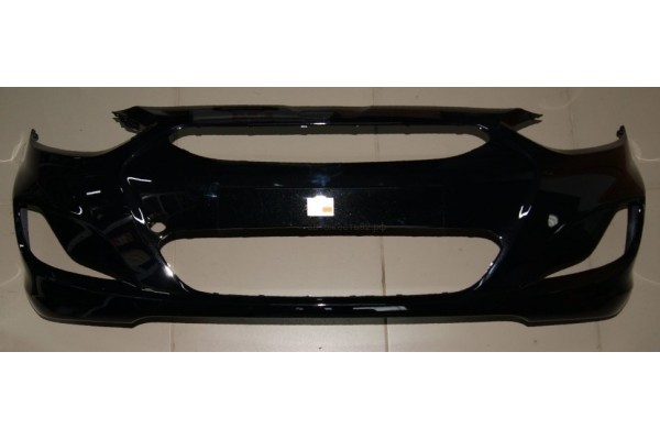 Передний бампер в цвет Solaris Phantom Black (MZH) - черный перламутр